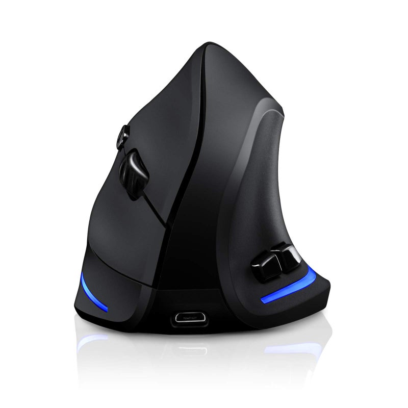 TRELC Ergonomic Mouse, 2.4G Wireless Vertical Optical Mouse with Adjustable Sensitivity (1000/1600/2400 DPI), 6 Buttons for PC, Desktop, Laptop, Notebook (Black) - Image 1